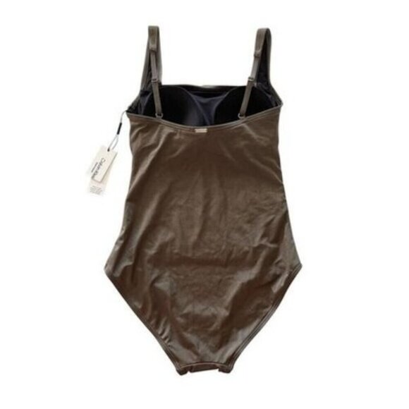 Calvin Klein Bronze Pleated Ruched-Panel OnePiece Swimsuit Size 6 NWT $79 - Picture 3 of 6